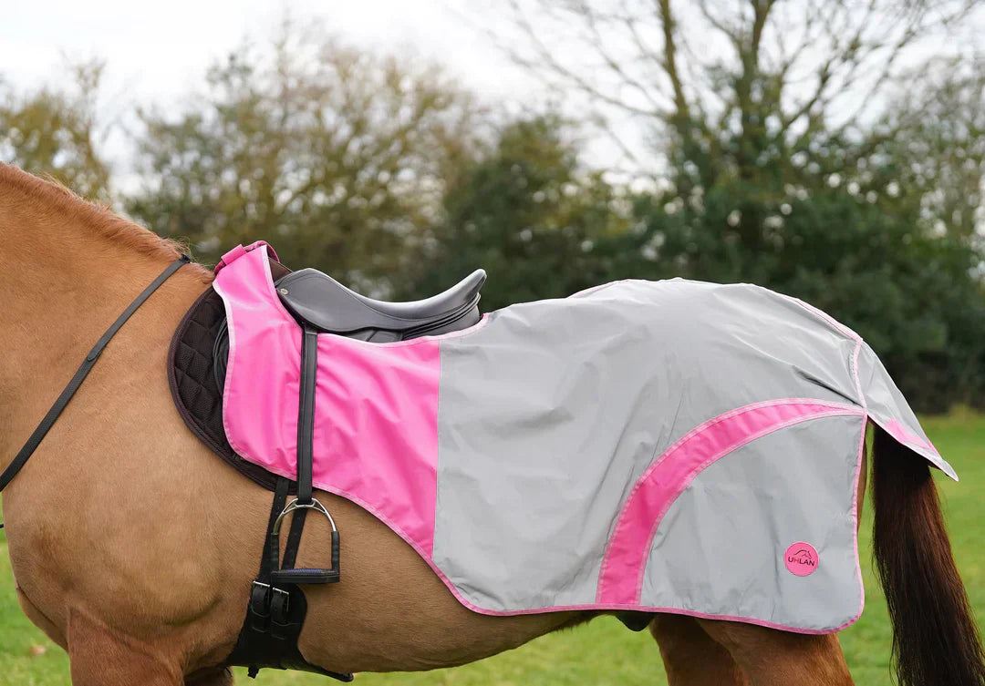 PINK HI VIZ REFLECTED WATERPROOF EXERCISE SHEET RUG Equifetch