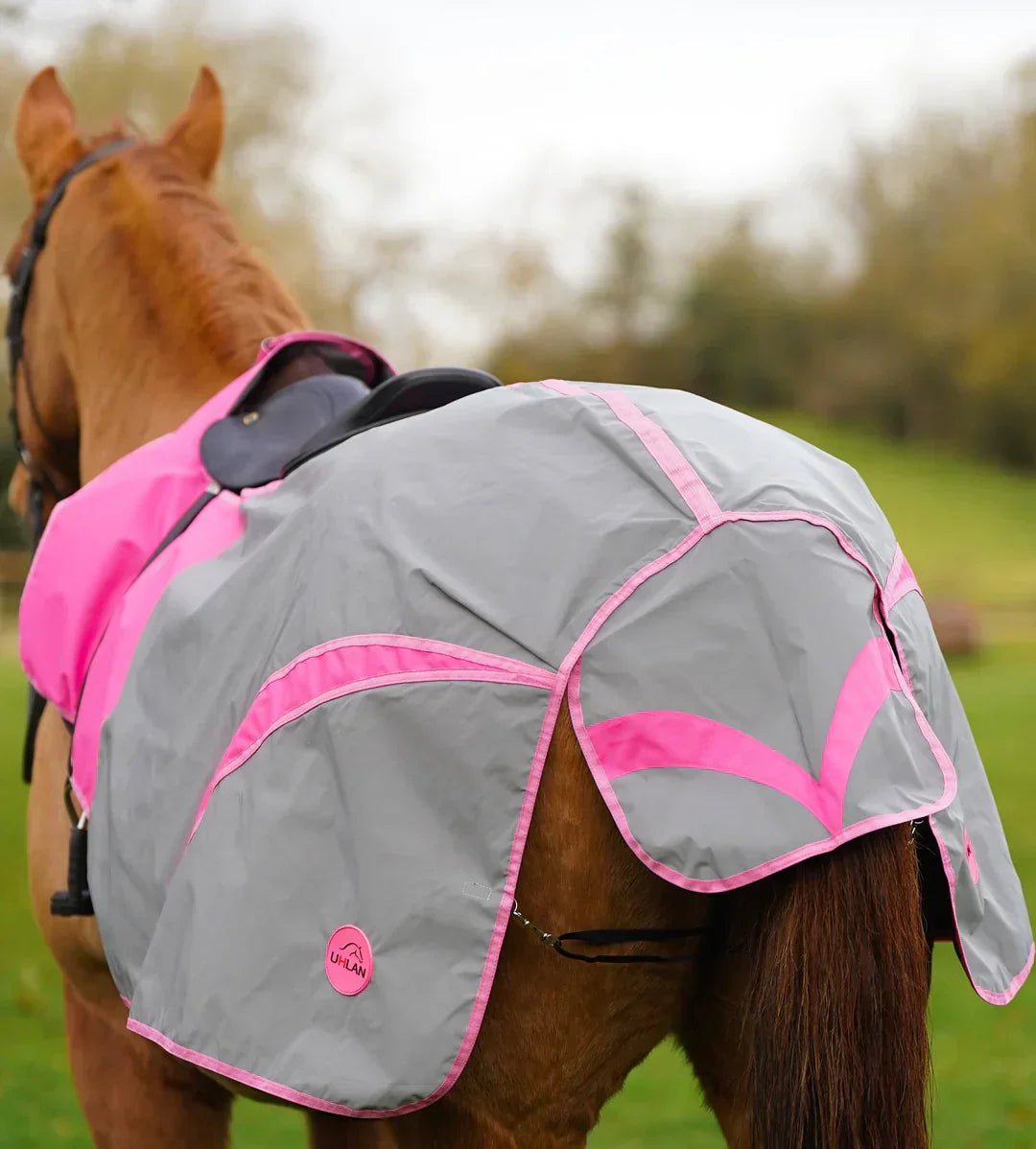 PINK HI VIZ REFLECTED WATERPROOF EXERCISE SHEET RUG Equifetch